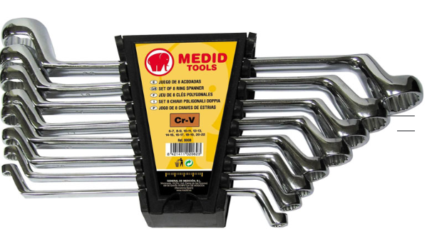 Juego de 8 llaves acodadas / satinadas